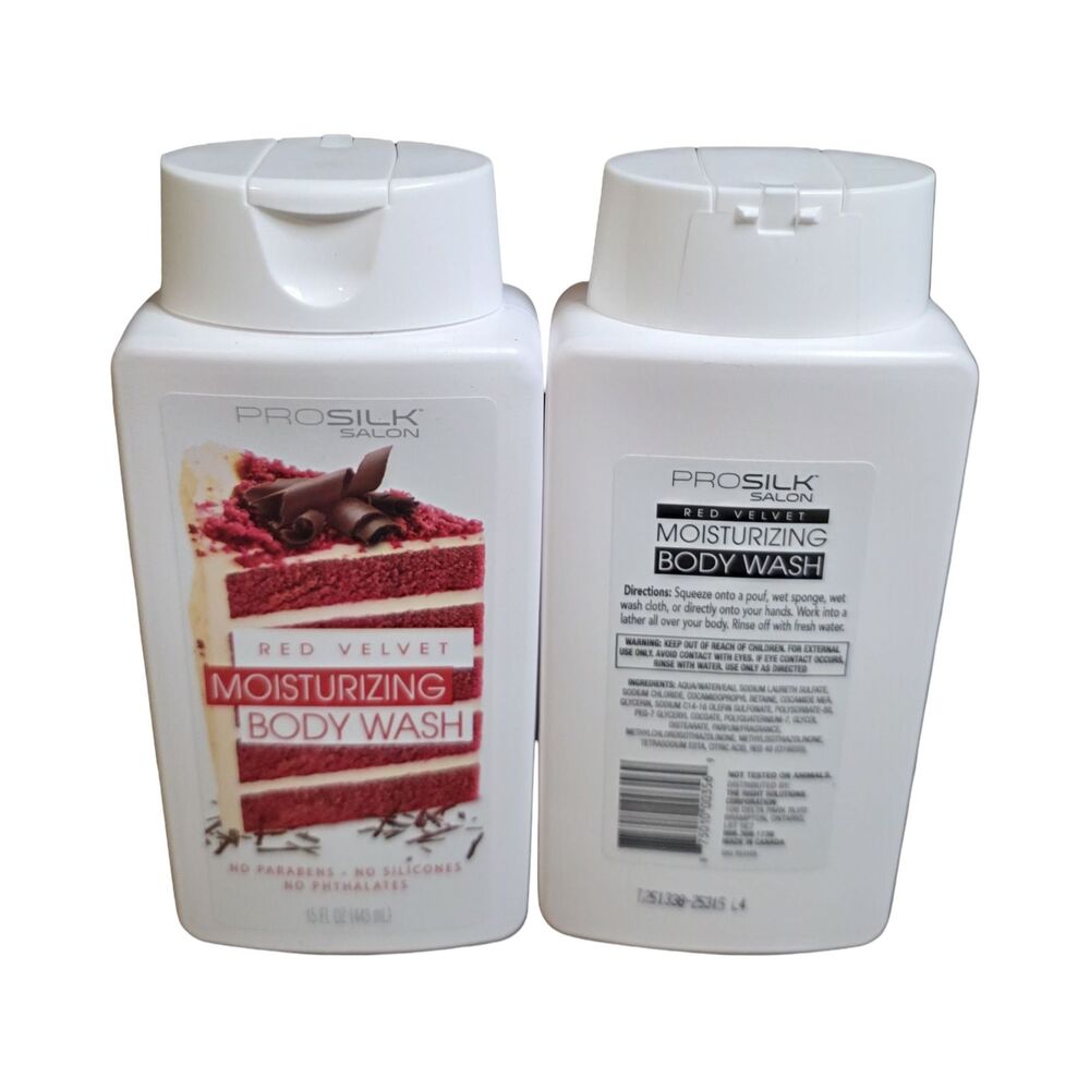 🌺2pk PRO SILK SALON RED VELVET CAKE MOISTURIZING SOFT SKIN BODY WASH 15oz
